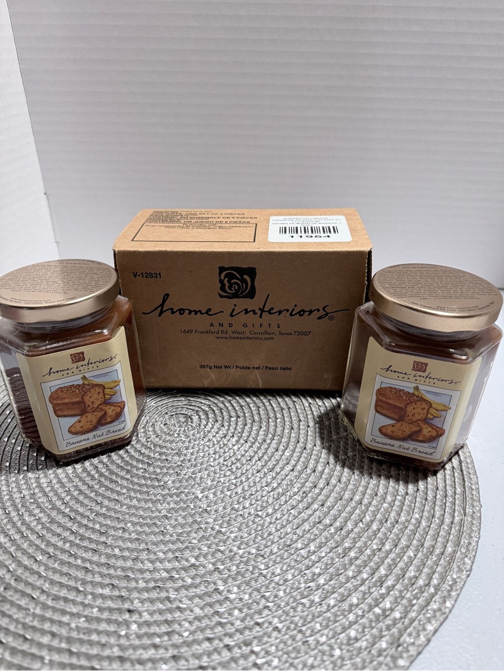 Home Interiors Banana Nut Bread Scented Jar Candle Set - Brown